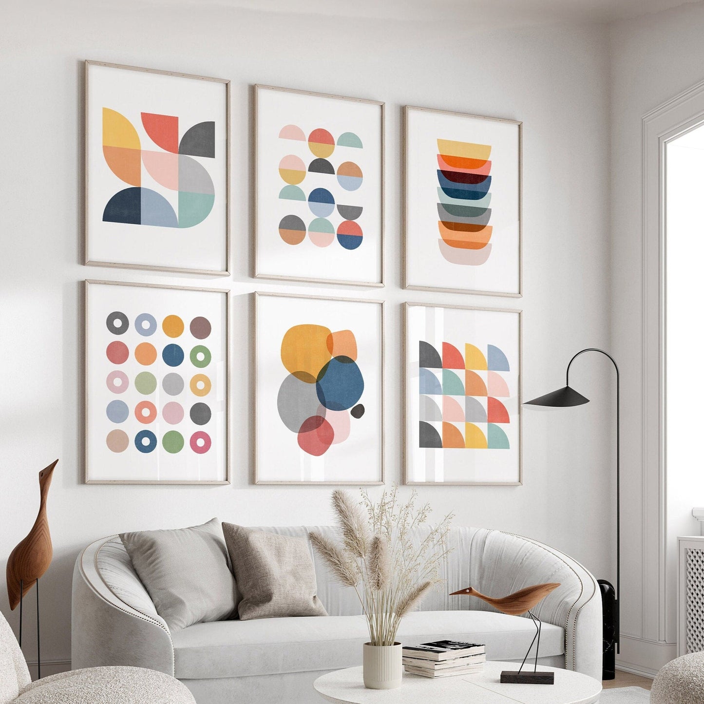 Set of 6 Fun Colorful Abstract Scandi Style Art Prints