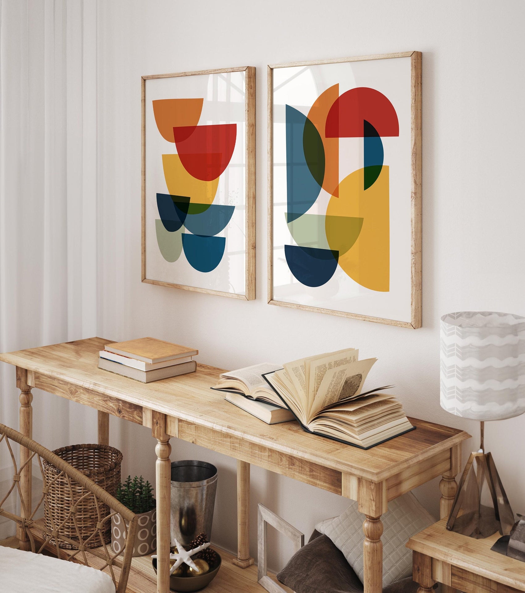 Set of 2 Fun Colorful Mid Century Modern Art Prints