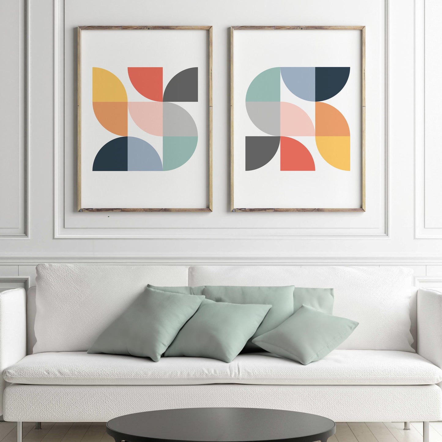 Set of 2 Fun Colorful Abstract Rainbow Art Prints