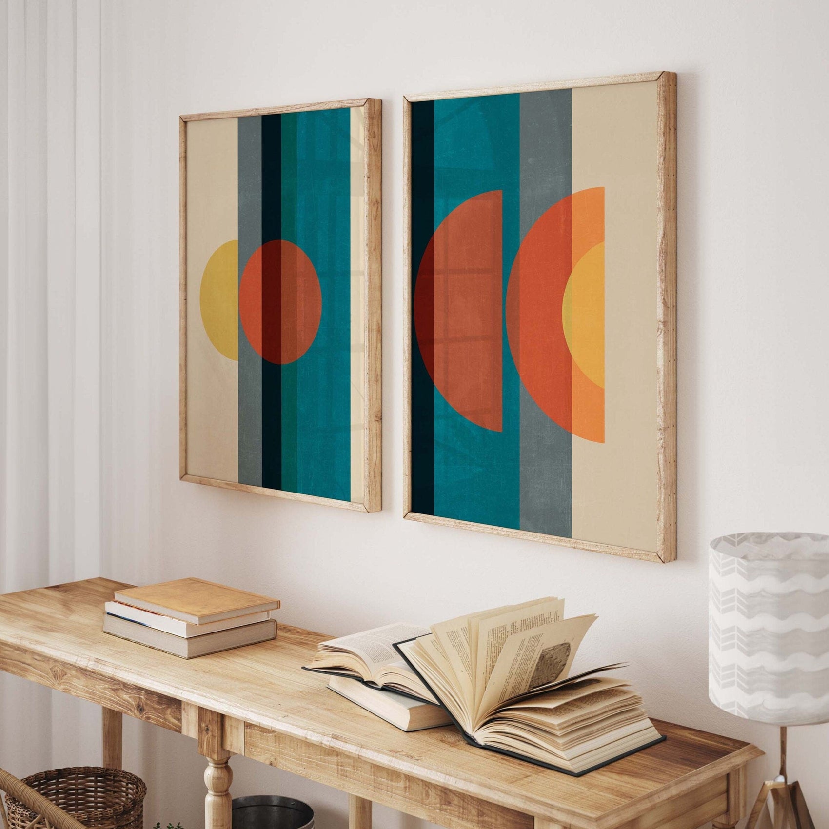 Set of 2 Fun Retro Modern Abstract Art Prints