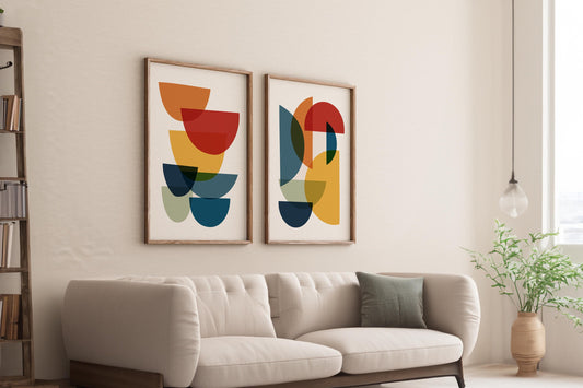 Set of 2 Fun Colorful Mid Century Modern Art Prints