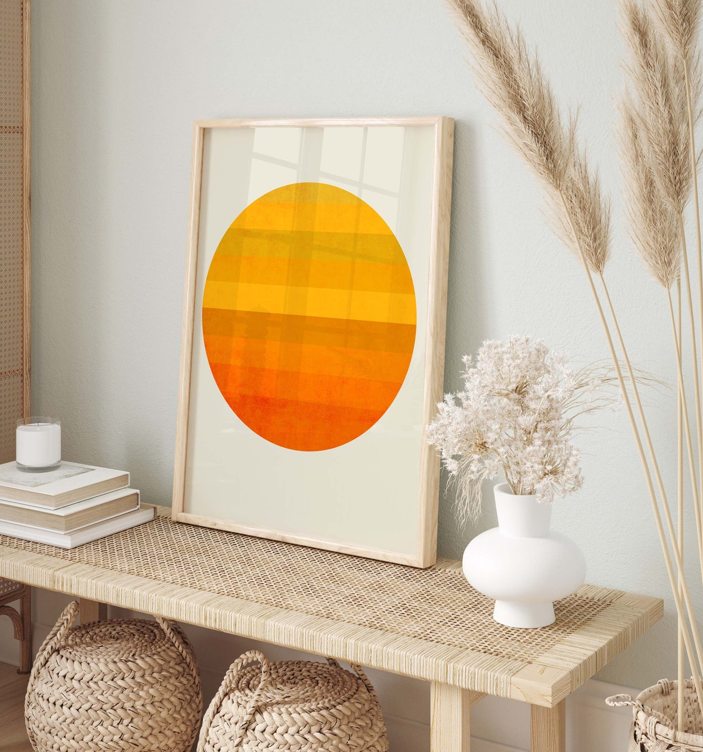 Orange Boho Sun Wall Art Print