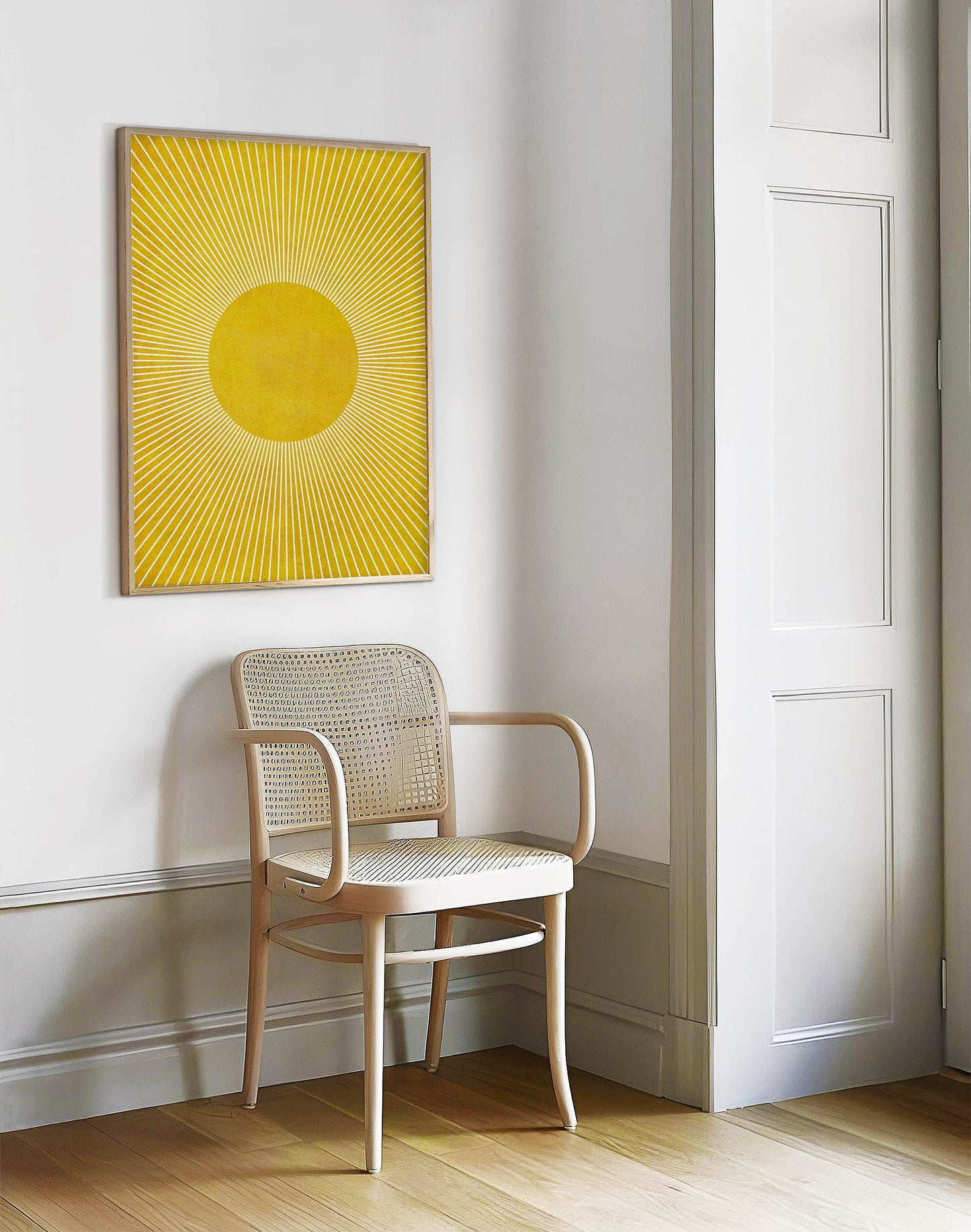 Boho Modern Yellow Sun Wall Art Abstract Print