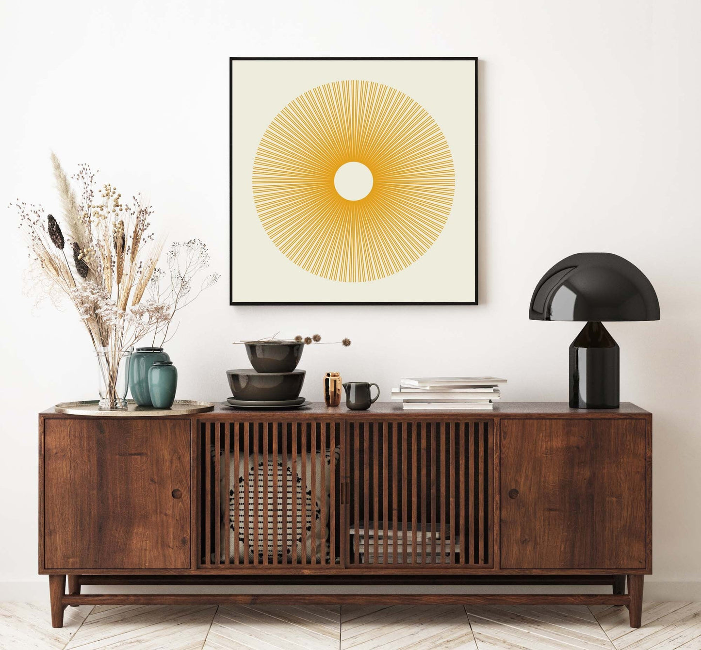 Yellow Abstract Square Sun Art Print