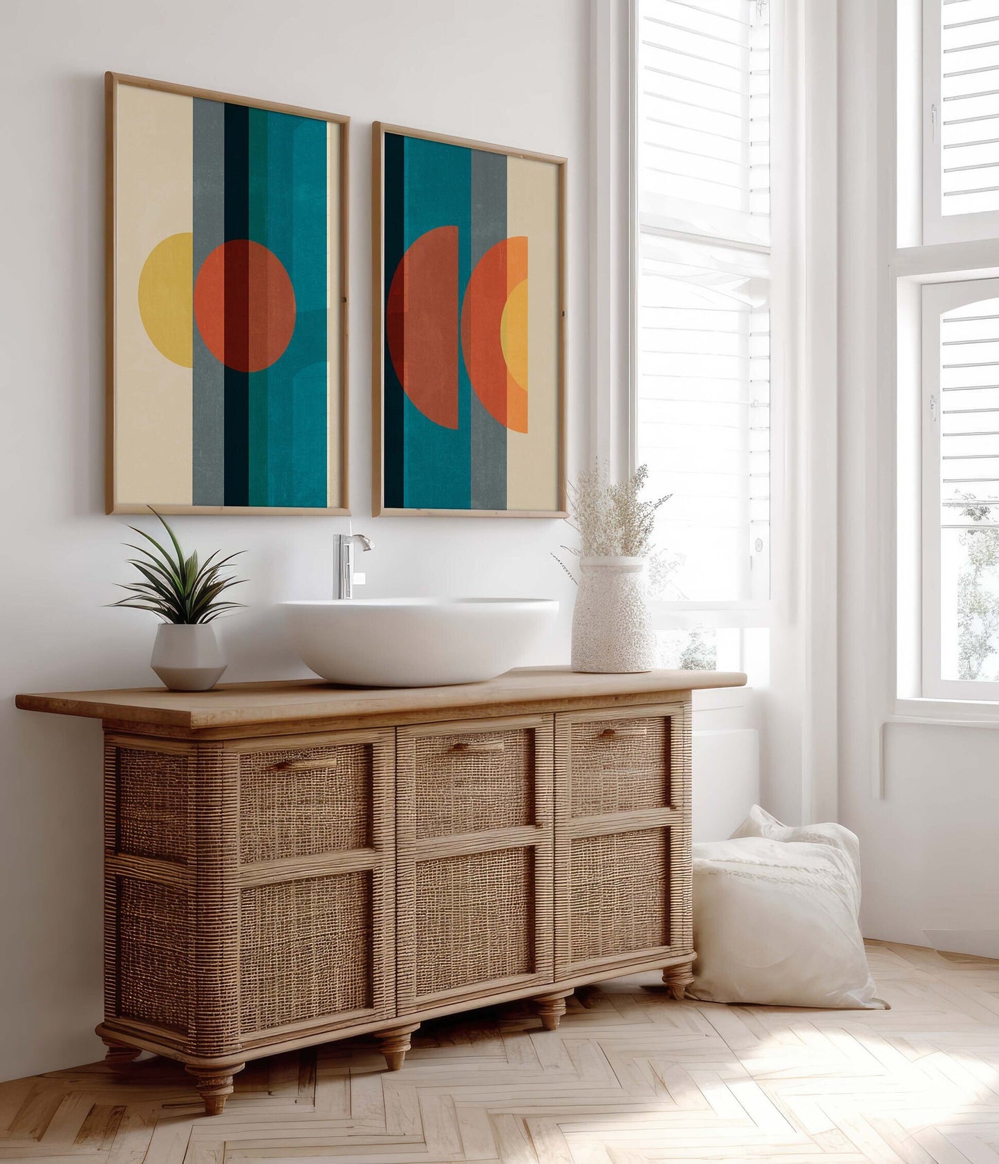 Set of 2 Fun Retro Modern Abstract Art Prints