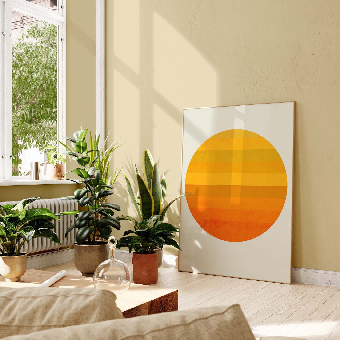 Orange Boho Sun Wall Art Print