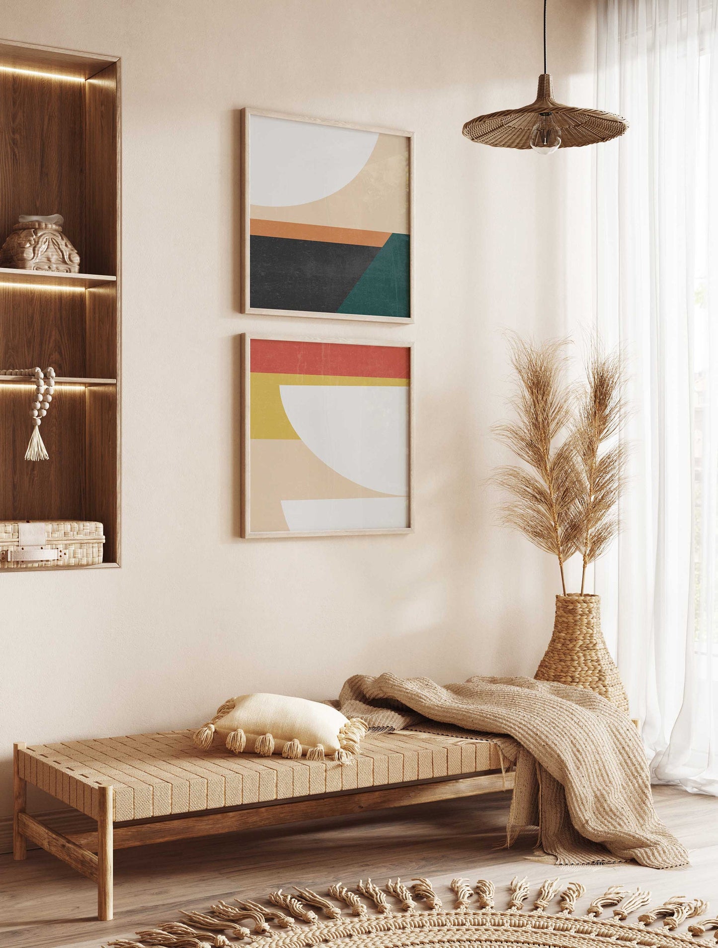 Set of 2 Mid Century Modern Square Art Prints