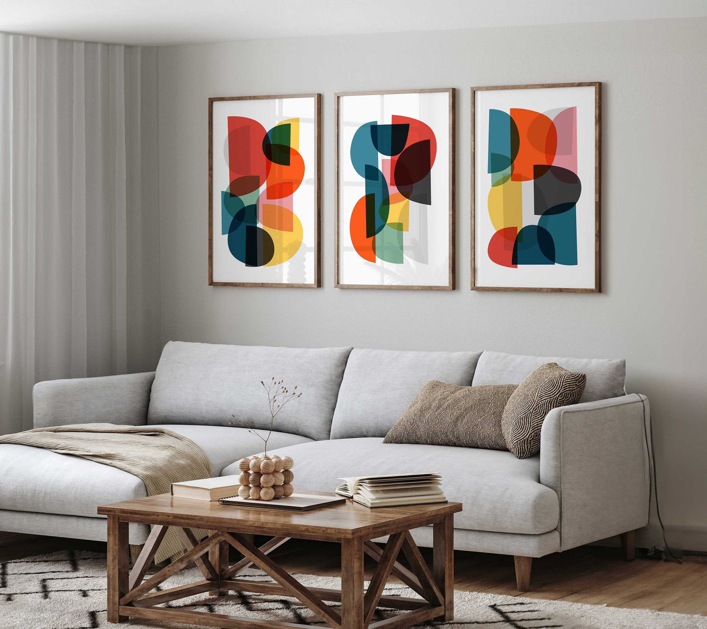 Set of 3 Colorful Modern Abstract Mid Century Prints