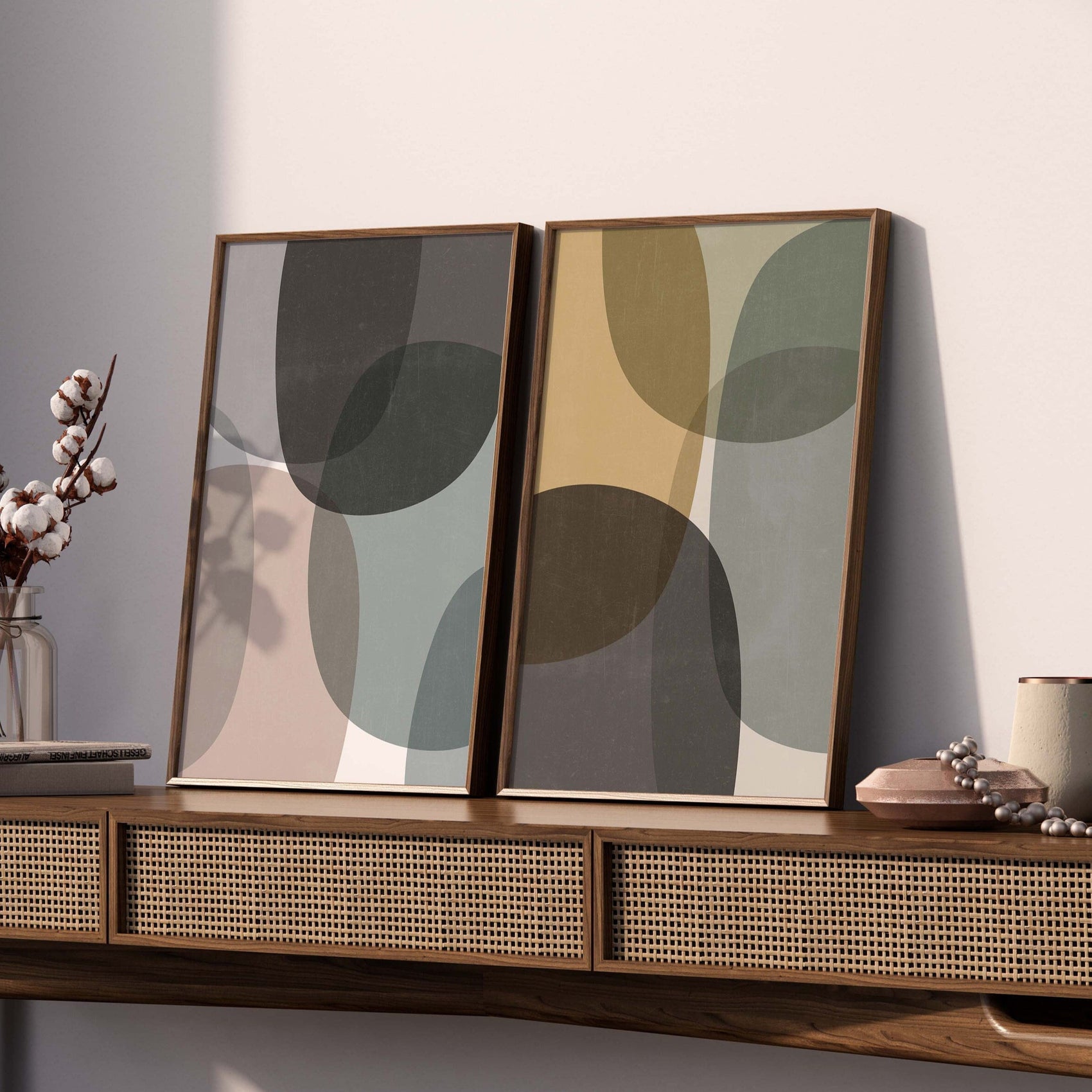 Set of 2 Boho Mid Century Modern Art Prints