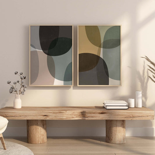 Set of 2 Boho Mid Century Modern Art Prints