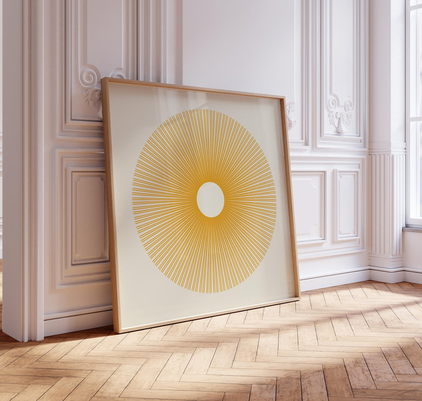 Yellow Abstract Square Sun Art Print