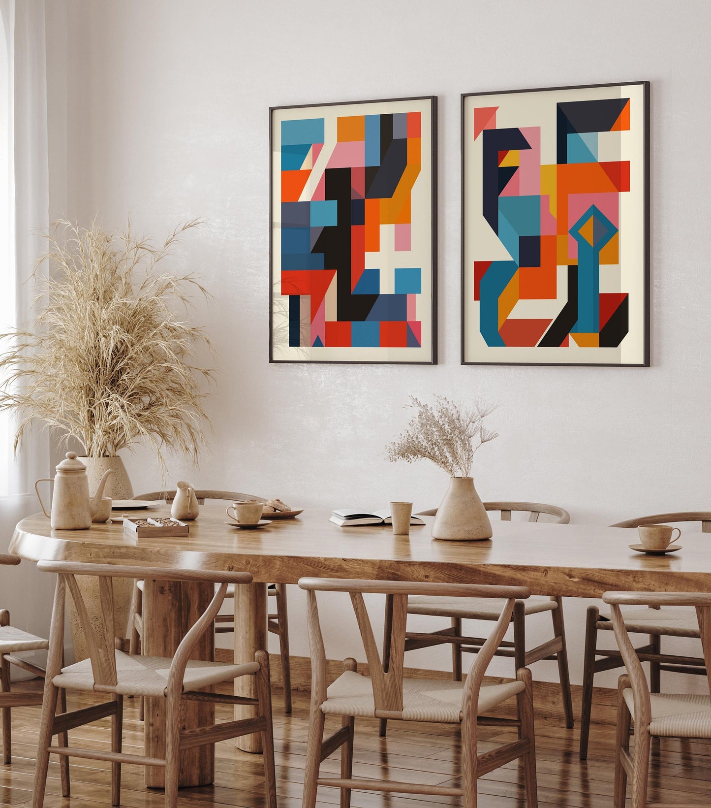 Set of 2 Cool Geometric Colorful Abstract Art Prints