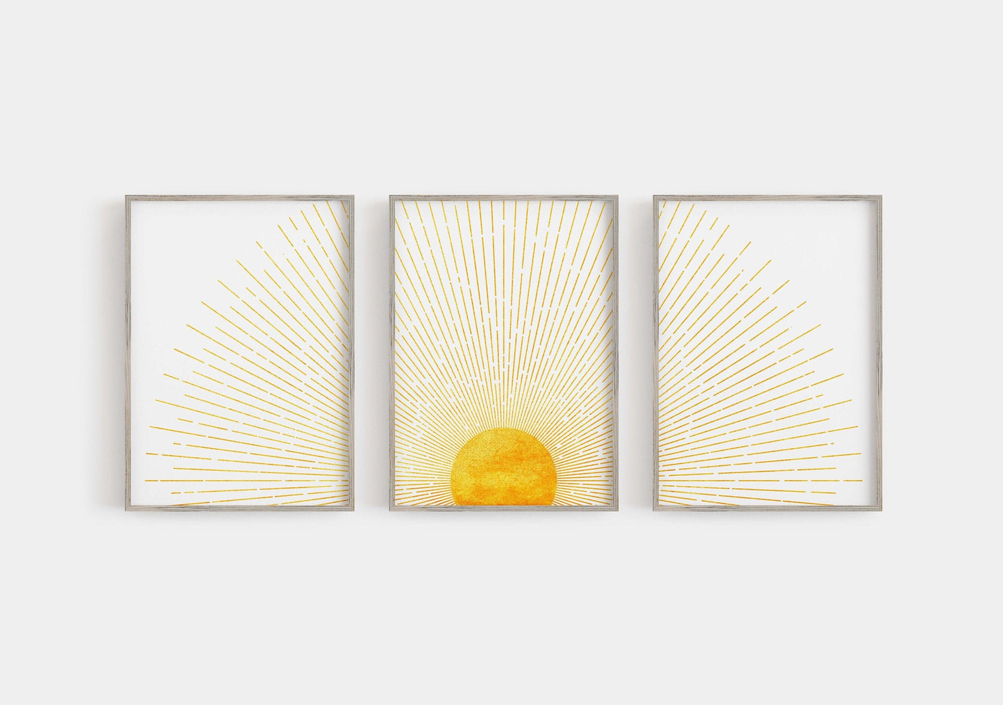 Set of 3 Yellow Boho Sunrise Wall Art Prints