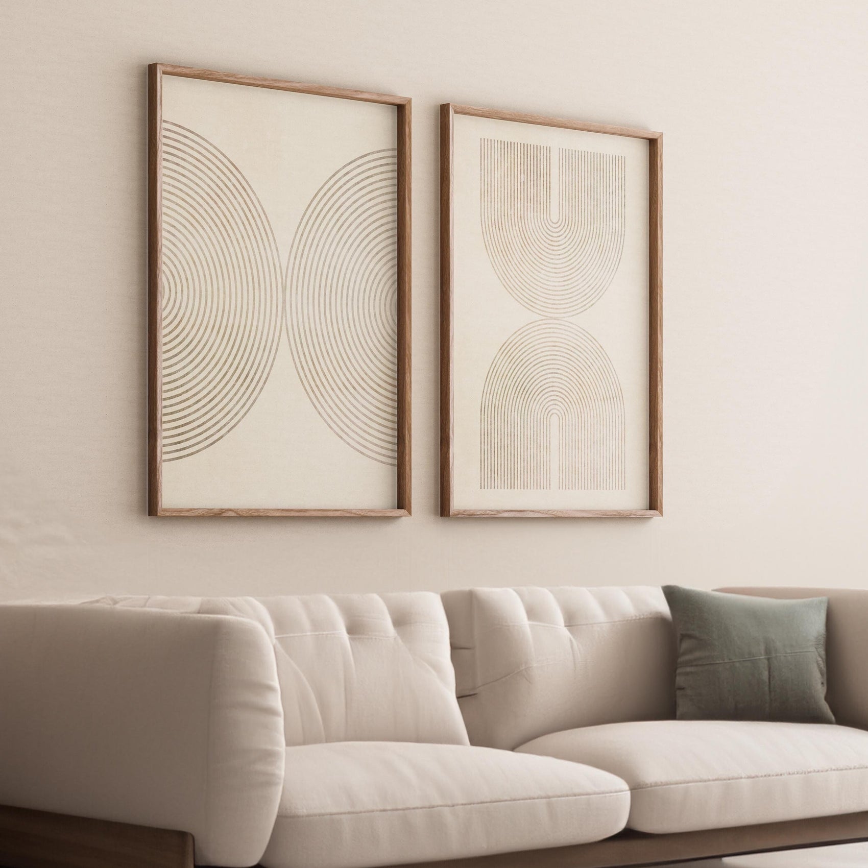 Set of 2 Boho Neutral Mid Century Modern Art Prints