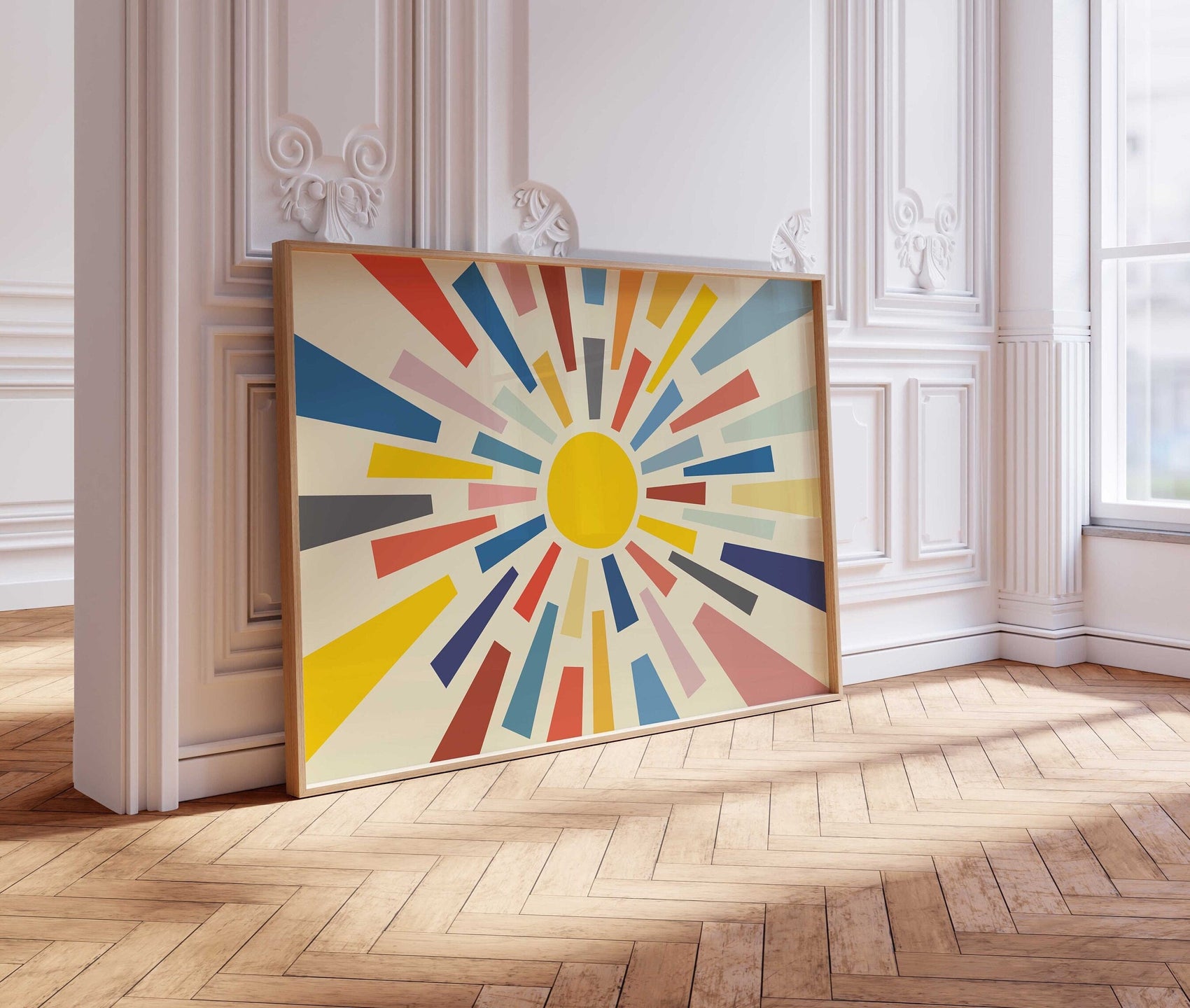 Bold Colorful Abstract Sun Print