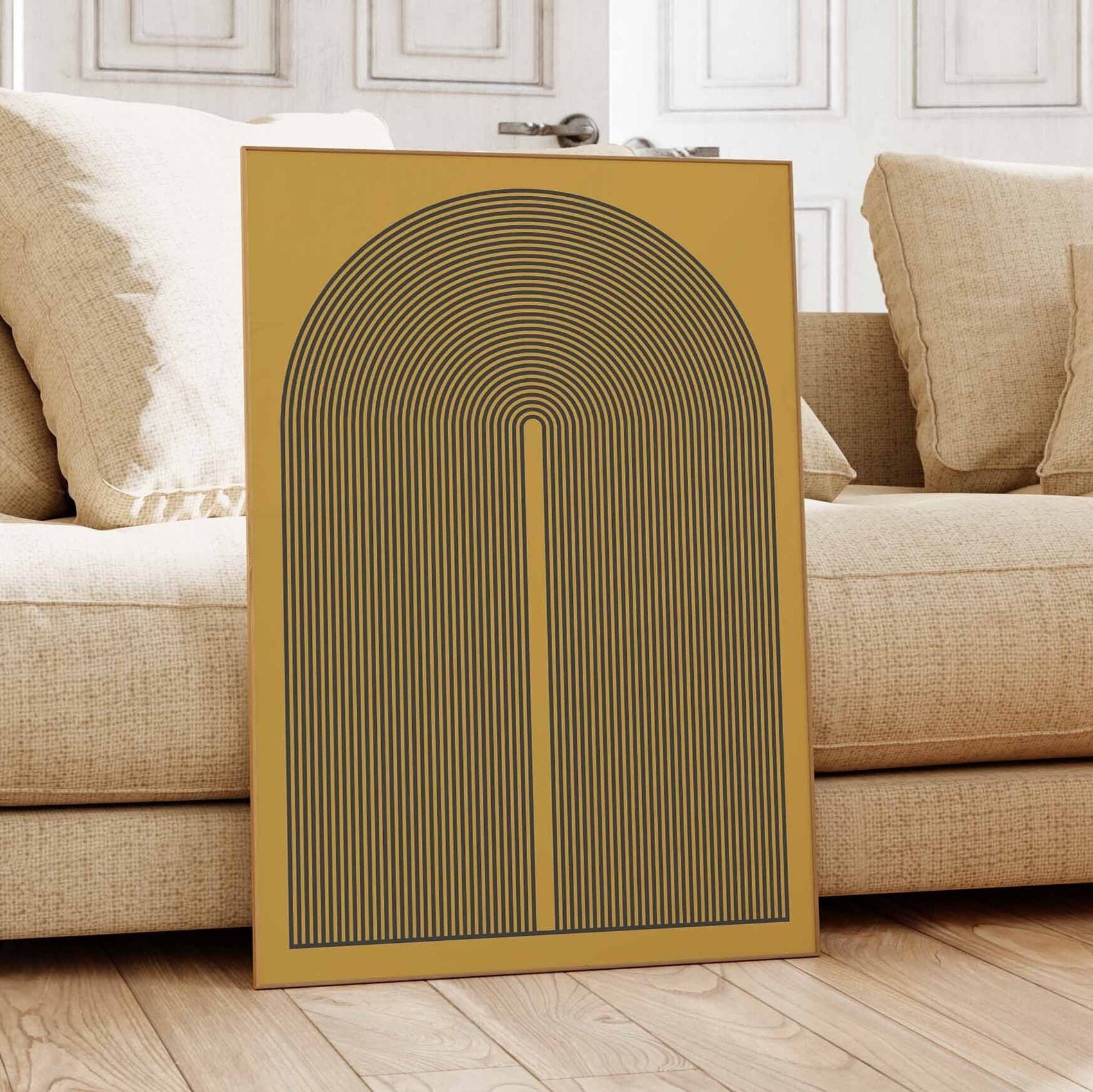 Cool Mustard Mid Century Arch Wall Art Print