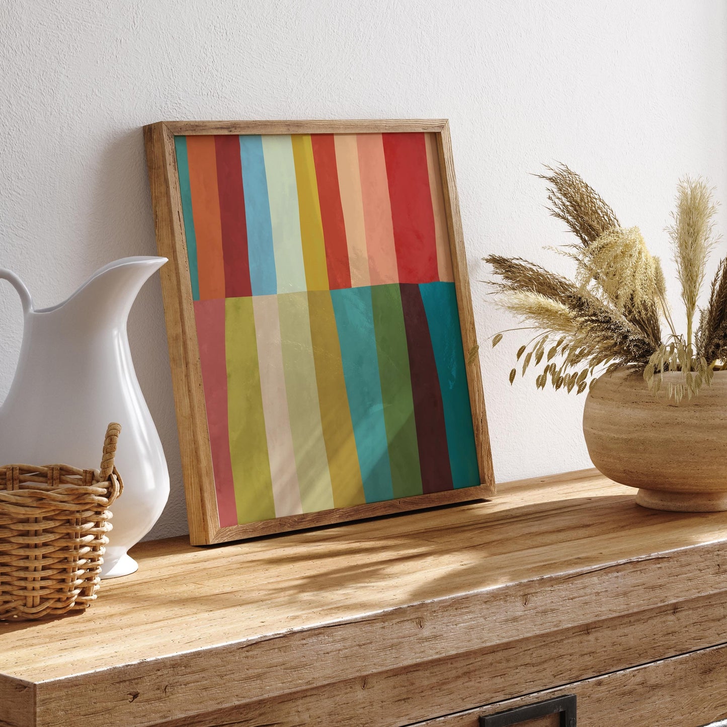 Colorful Striped Abstract Wall Art - Square Painting