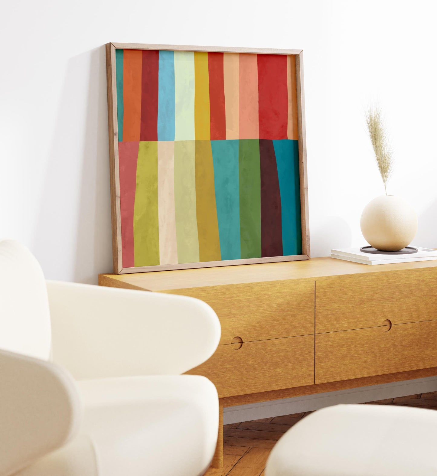 Colorful Striped Abstract Wall Art - Square Painting