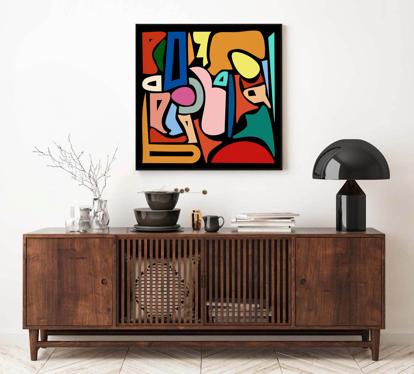 Cool Colorful Abstract Shapes Square Art Print