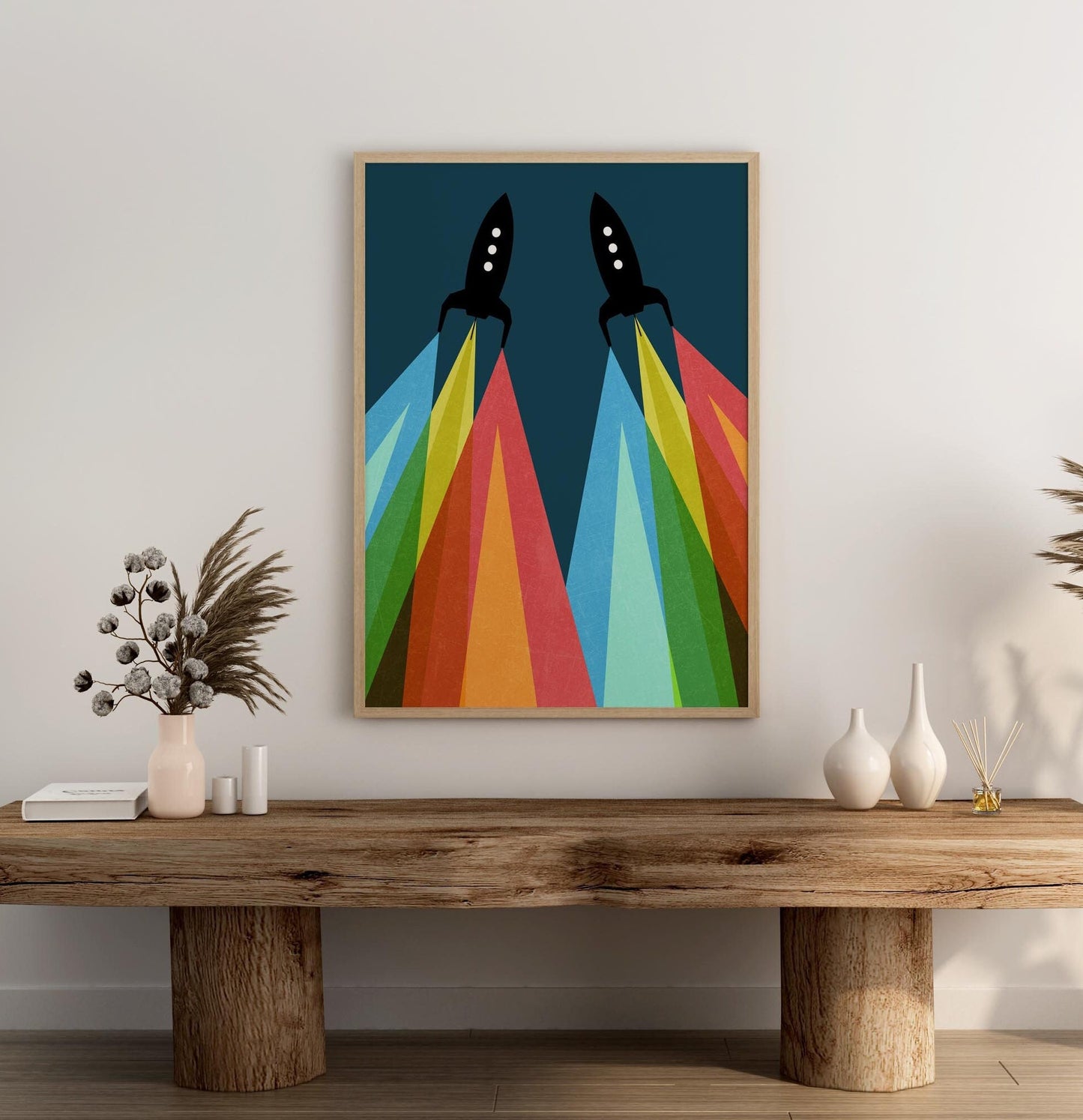 Set of 6 Kids Space Nursery Decor Rocket Wall Art Prints