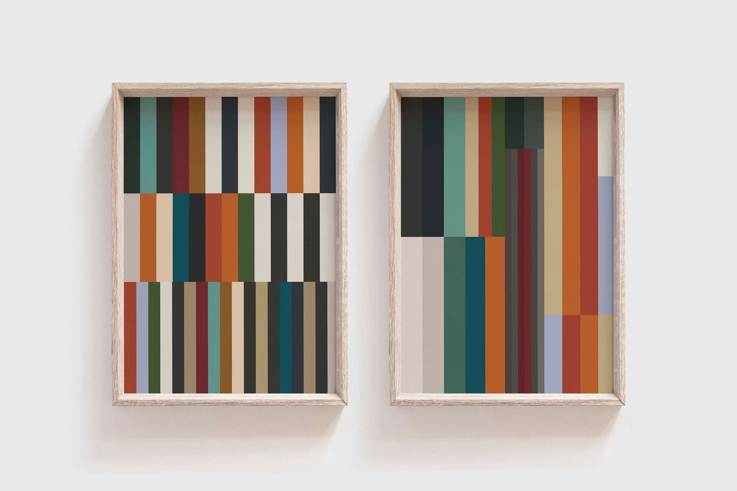 Set of 2 Bold Color Block Abstract Art Prints