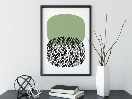 Modern Olive Green Wall Art Abstract Print