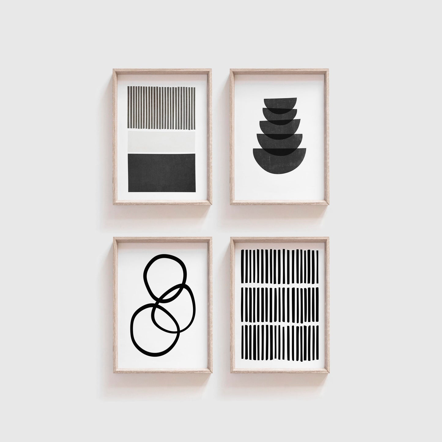 Set of 4 Black and White Abstract Scandi Art Prints