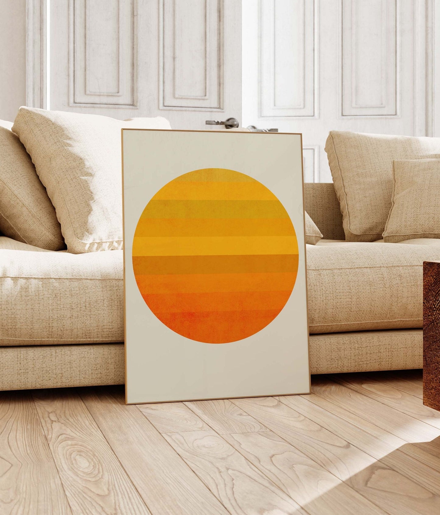 Orange Boho Sun Wall Art Print