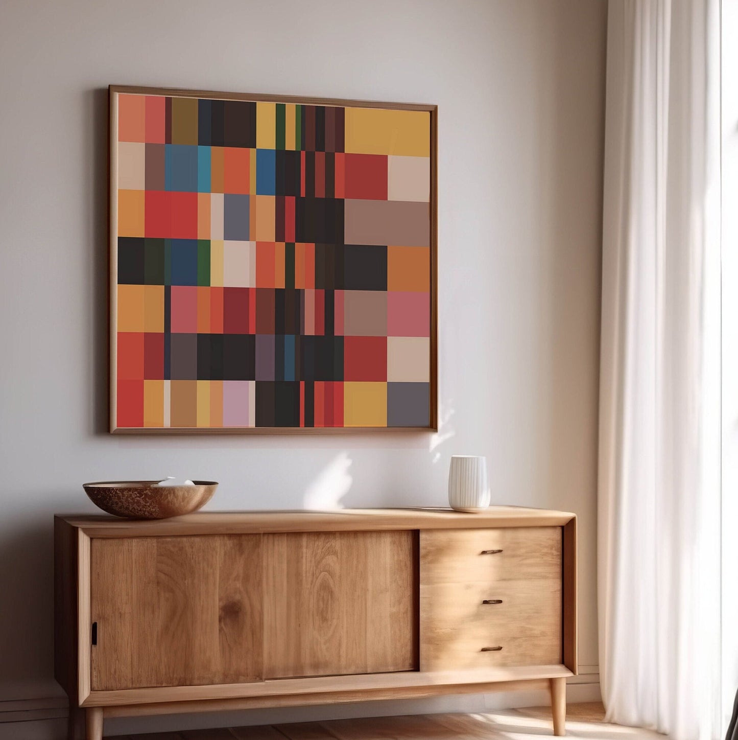 Color Block Square Art Print: Bold Boho Wall Decor