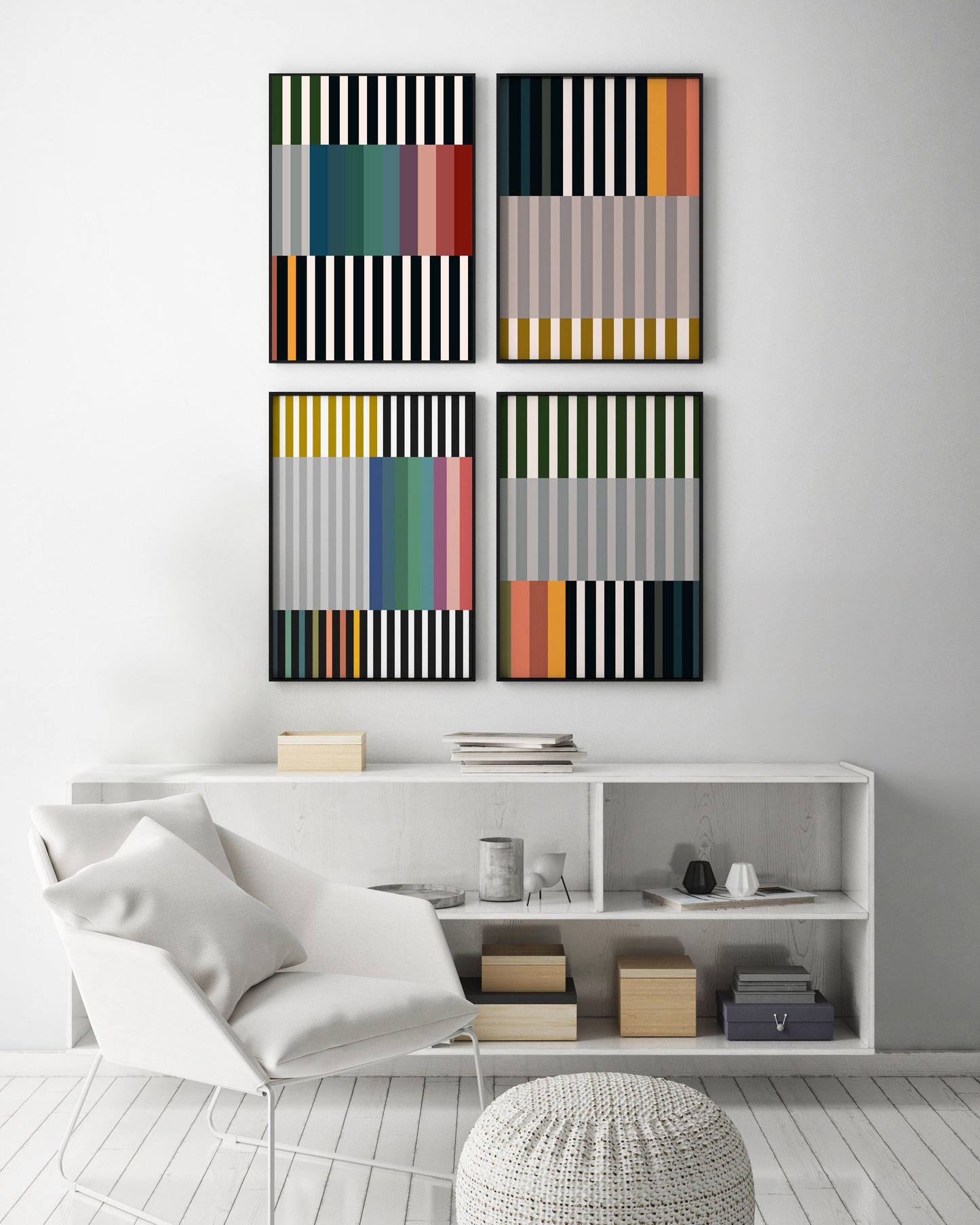 Set of 4 Colorful Abstract Gallery Art Prints