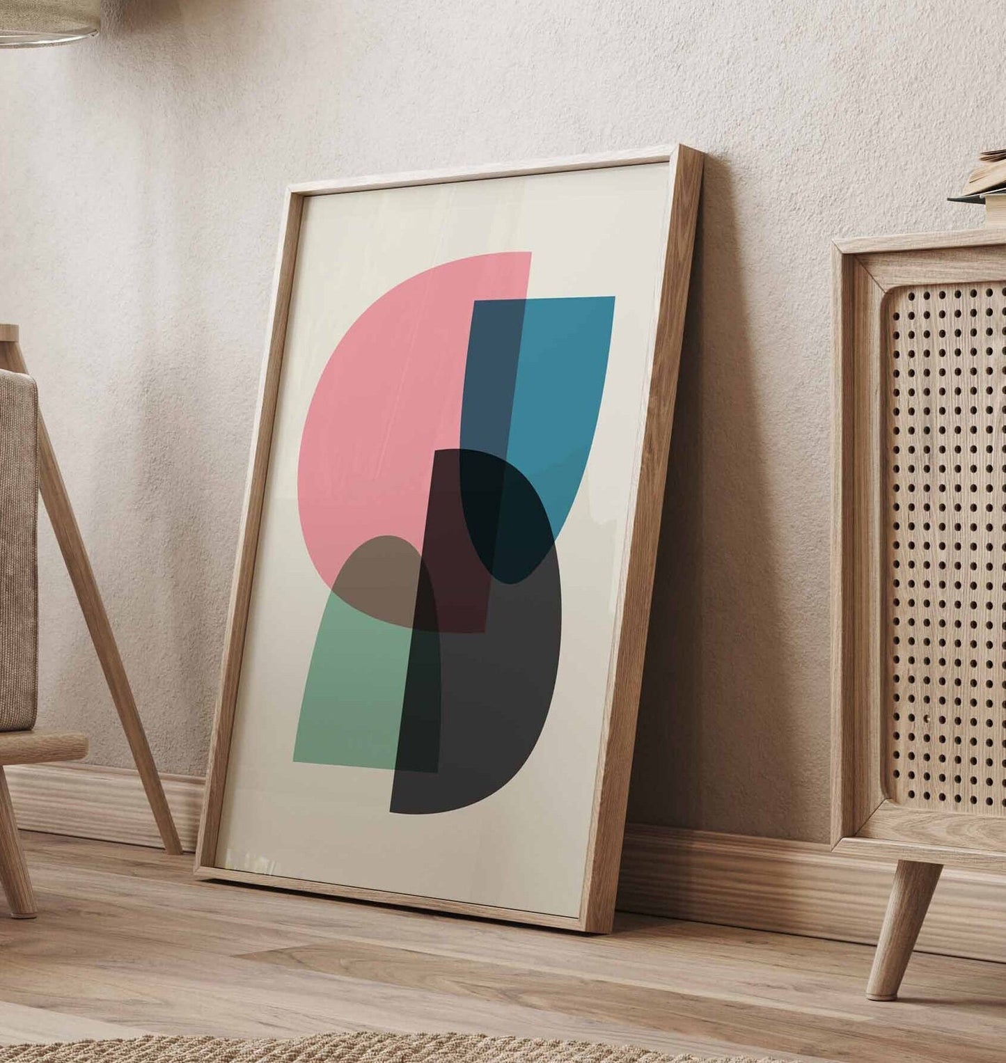 Set of 2 Bright and Colorful Mid Century Modern Art Prints