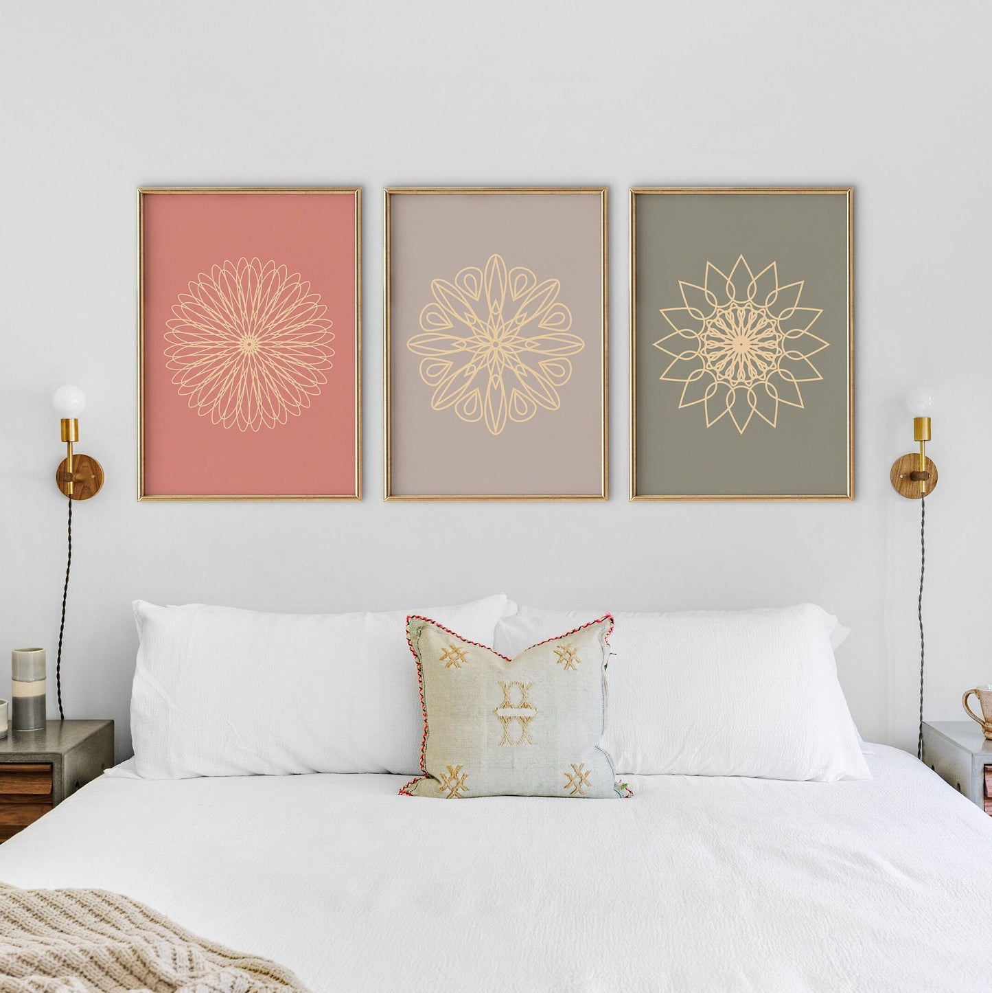 Set of 3 Boho Pastel Abstract Mandala Art Prints