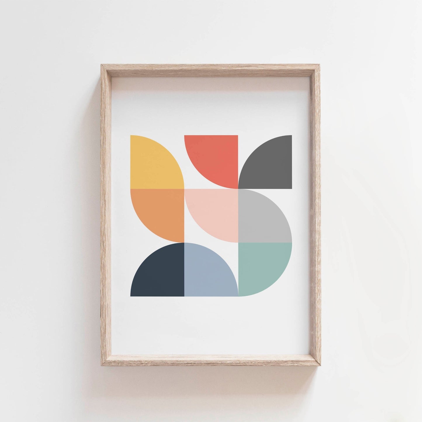 Scandi Geometric Wall Art Print - Colorful Abstract Mid Century Shapes