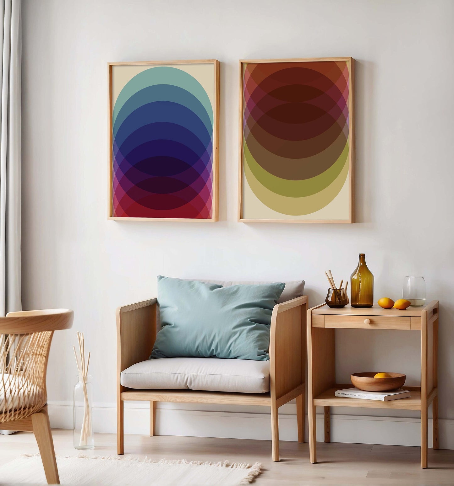 Set of 2 Modern and Colorful Abstract Art Prints