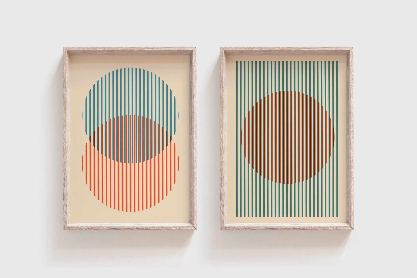 Set of 2 Cool Retro Wall Art Abstract Line Prints