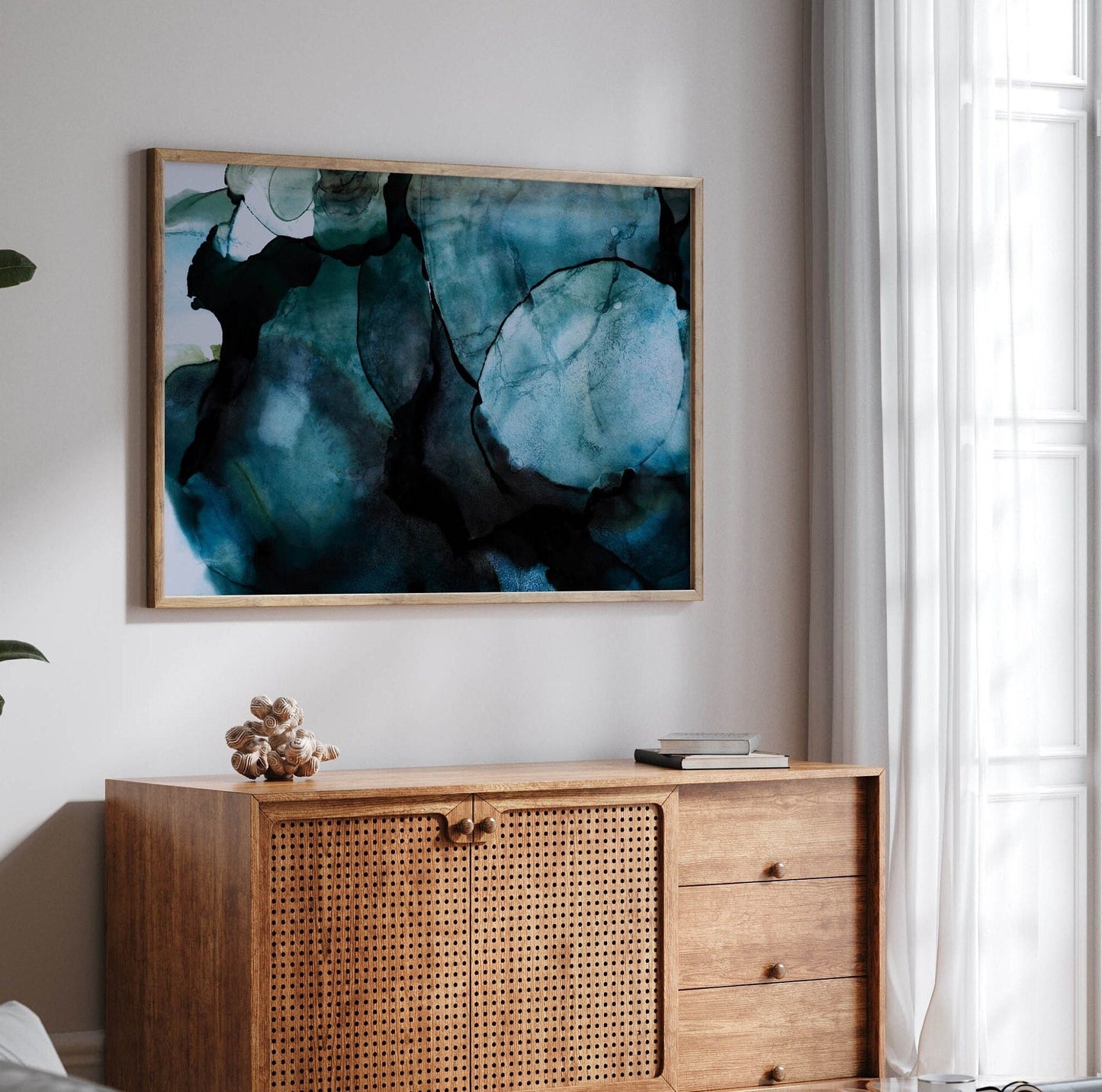 Deep Blue Watercolor Abstract Painting Art Print