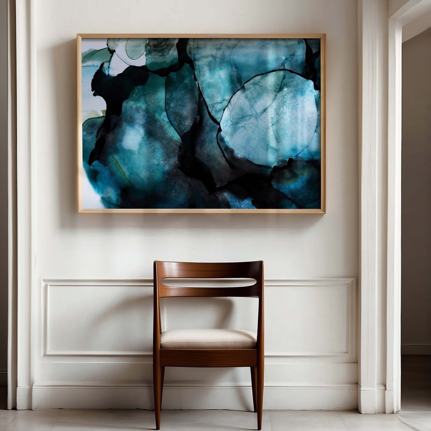 Deep Blue Watercolor Abstract Painting Art Print