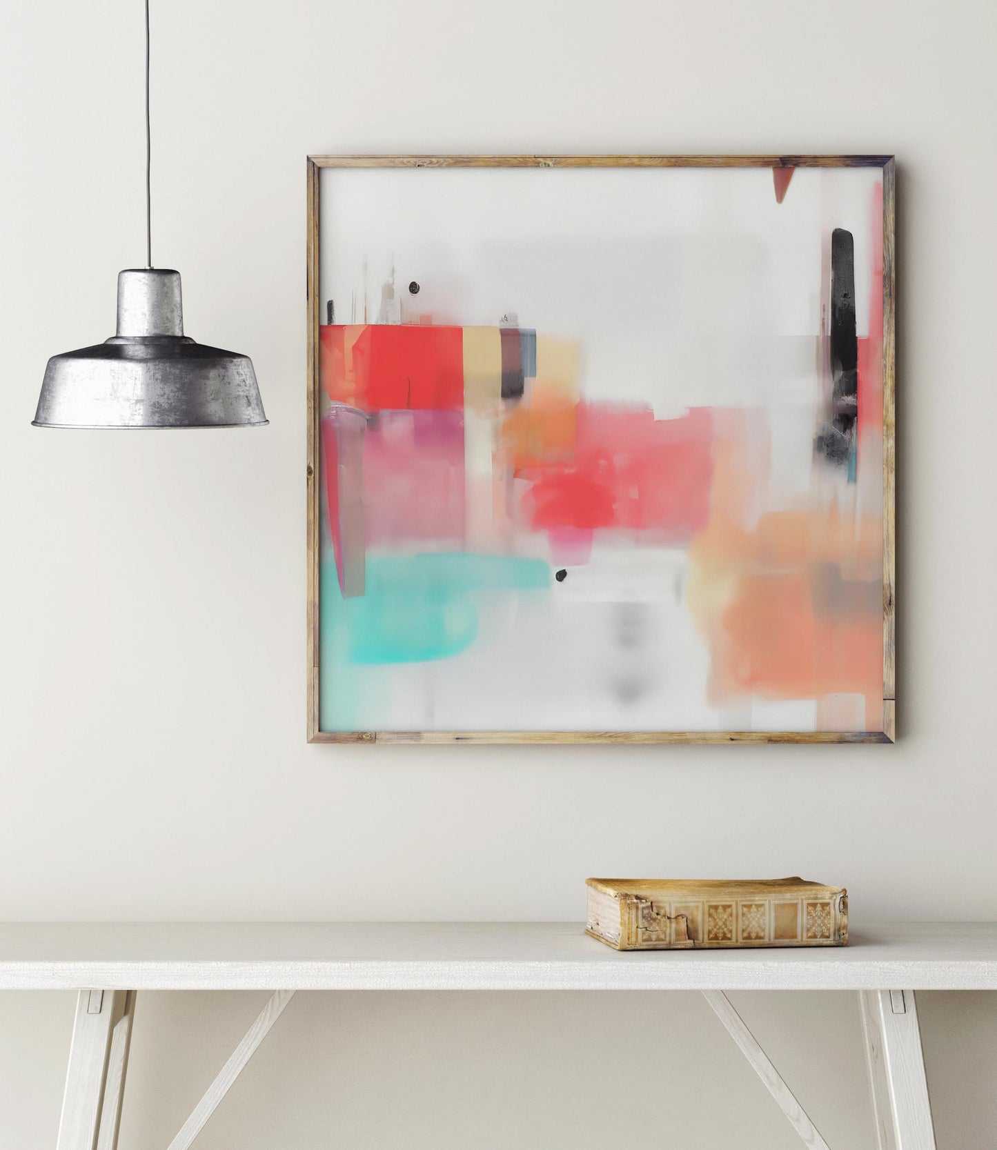 Set of 2 Boho Colorful Modern Paintings - Fun Abstract Square Digital Art Prints