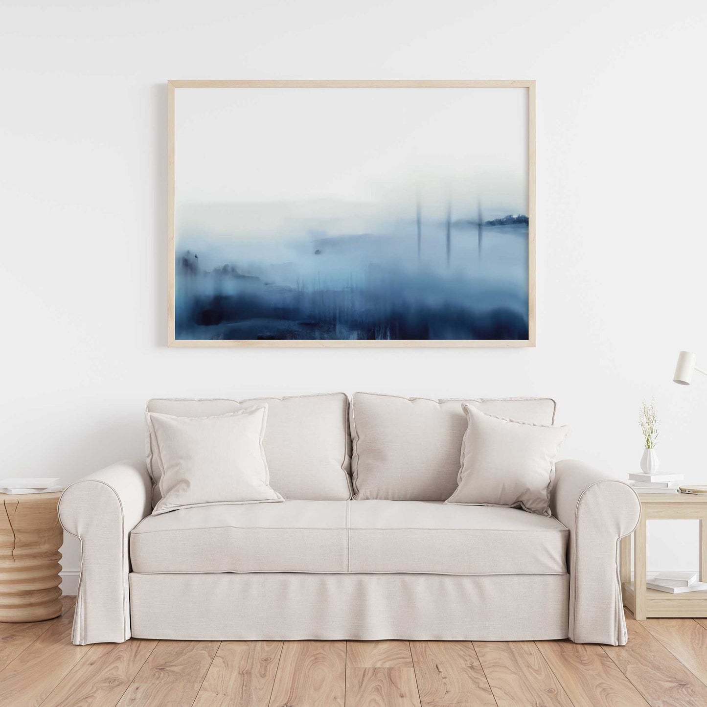 Blue Watercolour Seascape Print - Soft Coastal Painting Art
