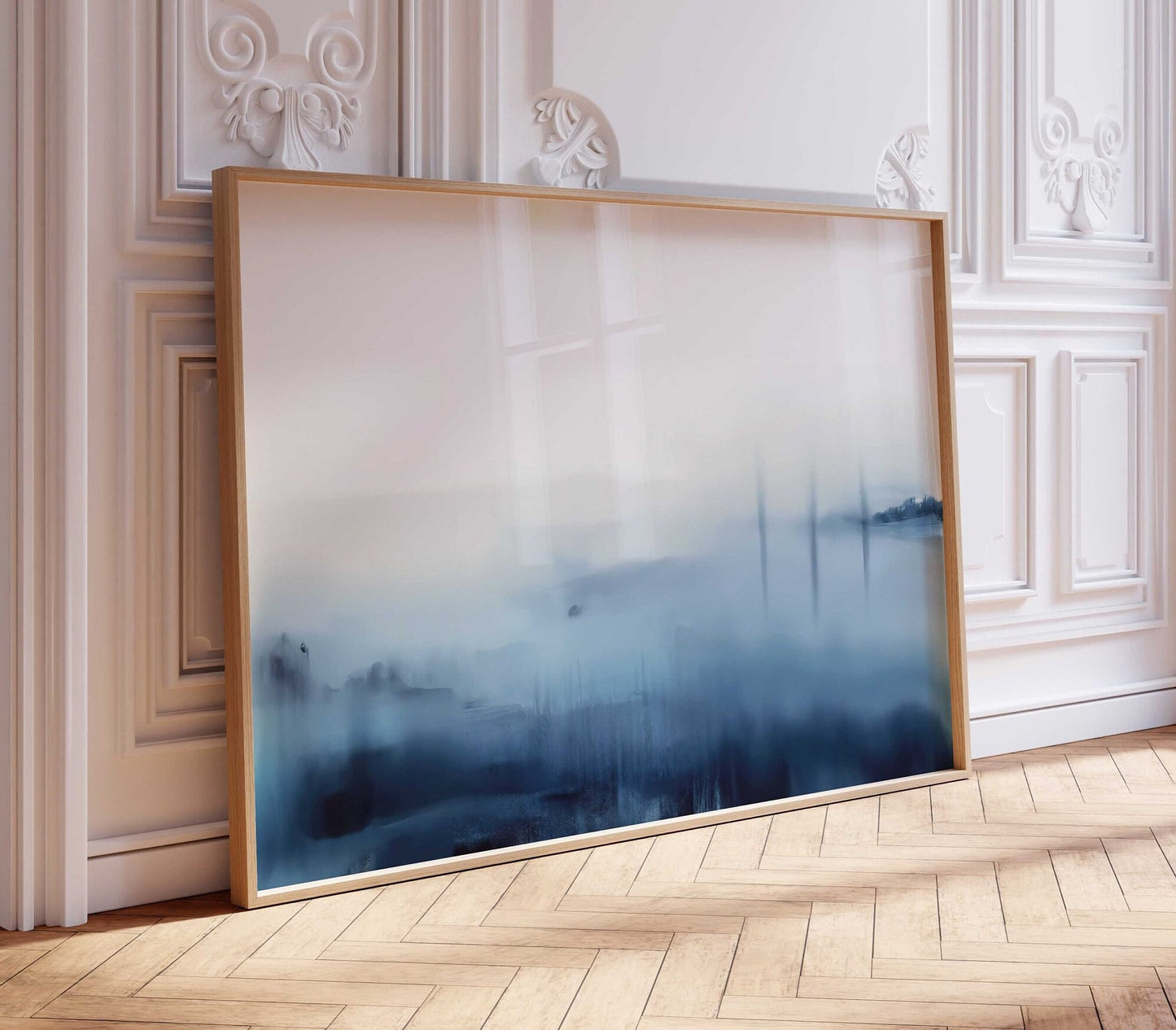 Blue Watercolour Seascape Print - Soft Coastal Painting Art