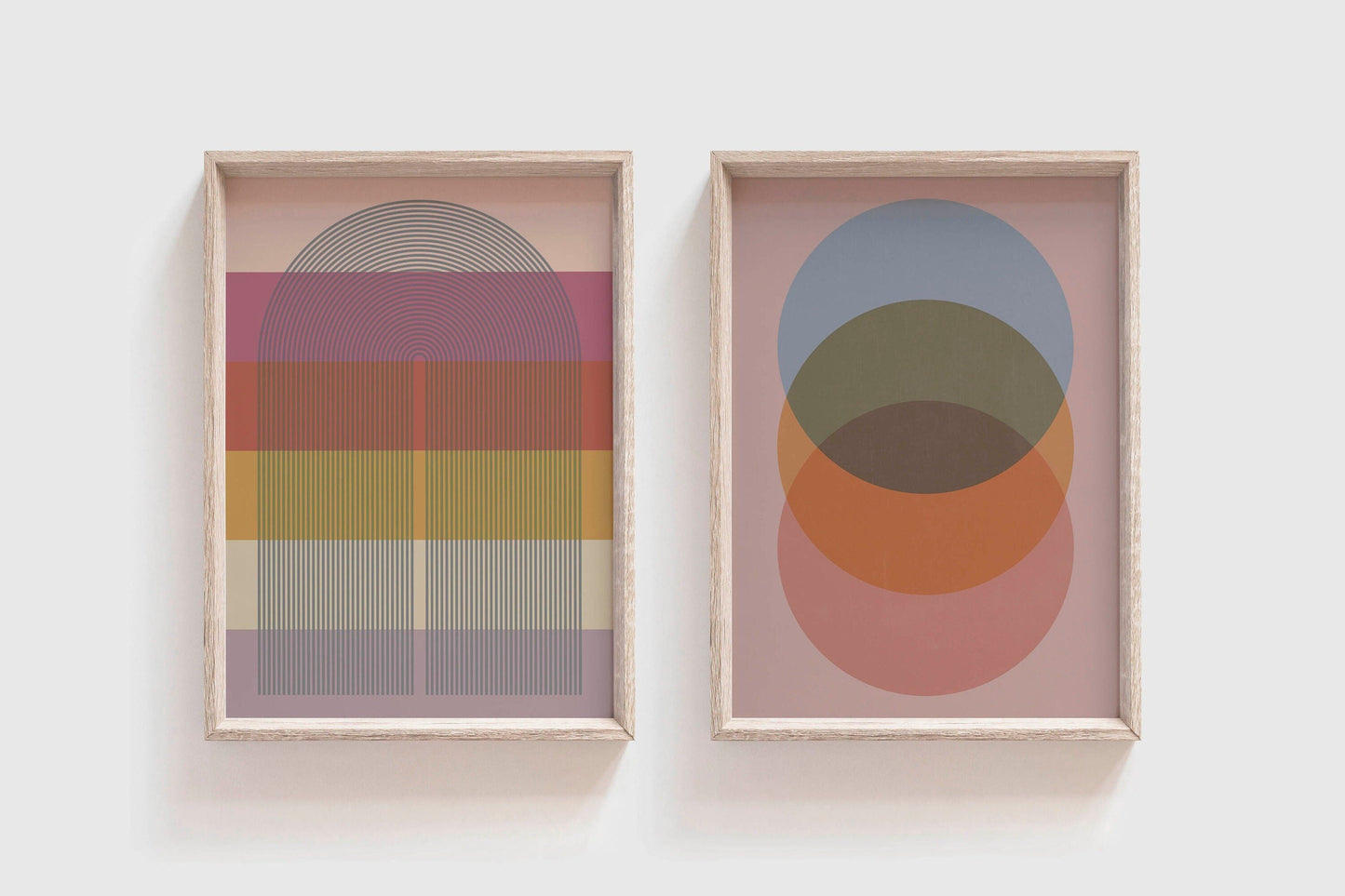 Set of 2 Boho Colorful Abstract Art Prints