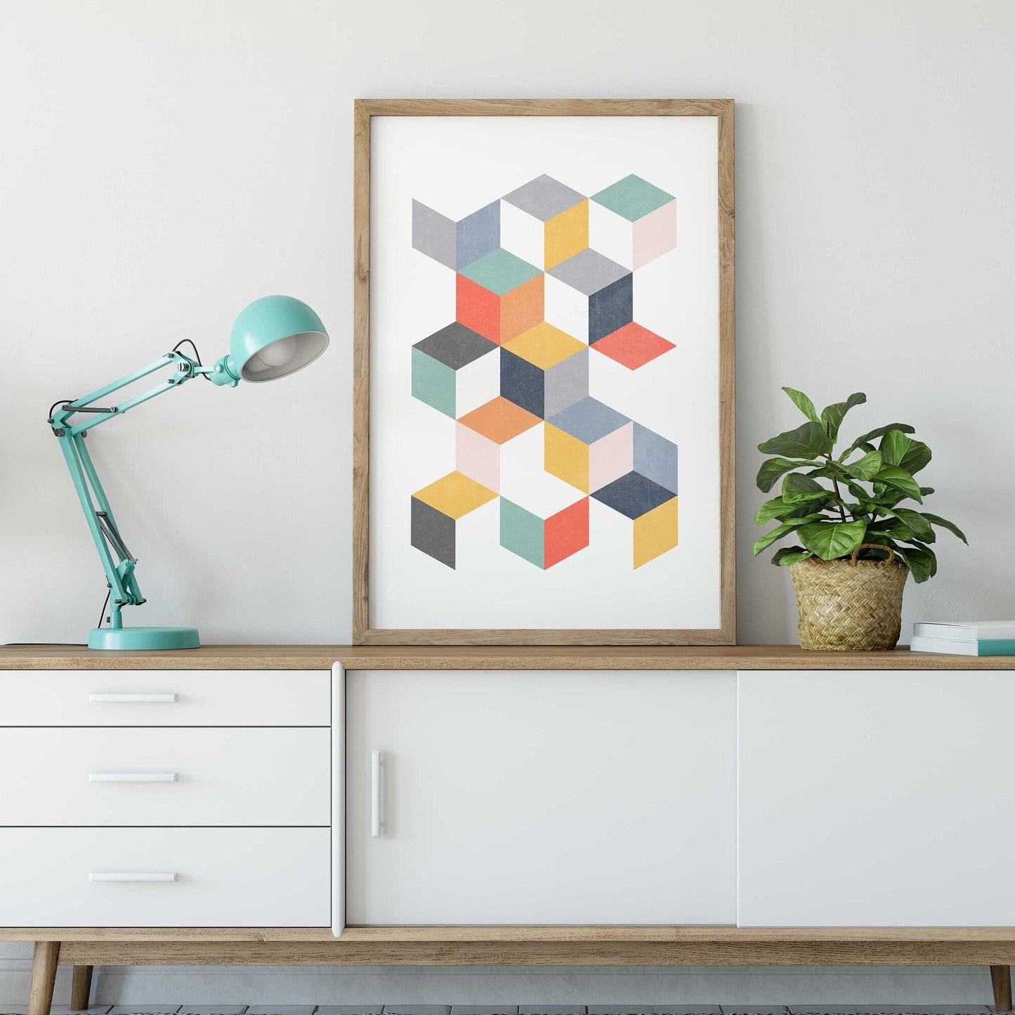 Set of 2 Colorful Kids Bathroom Abstract Art Prints