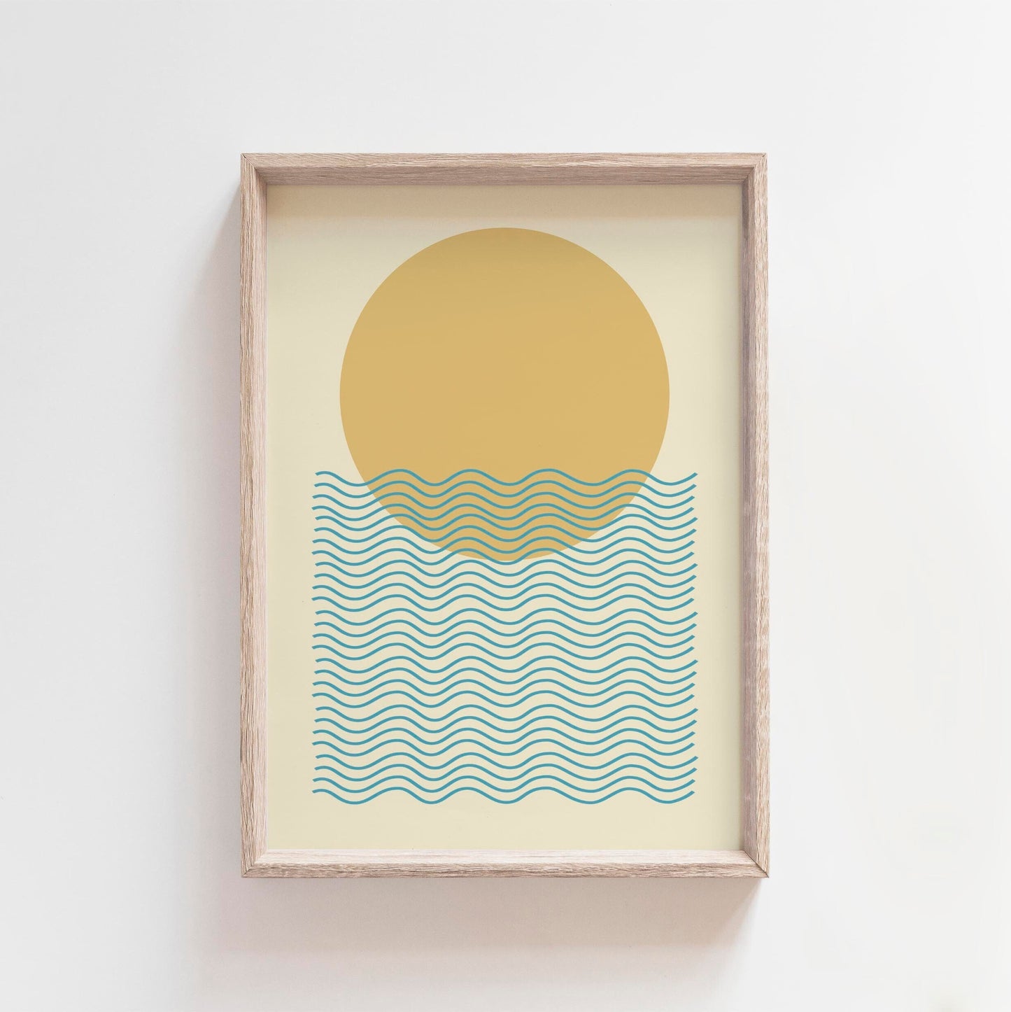 Cute Abstract Ocean and Sun Art Wall Print