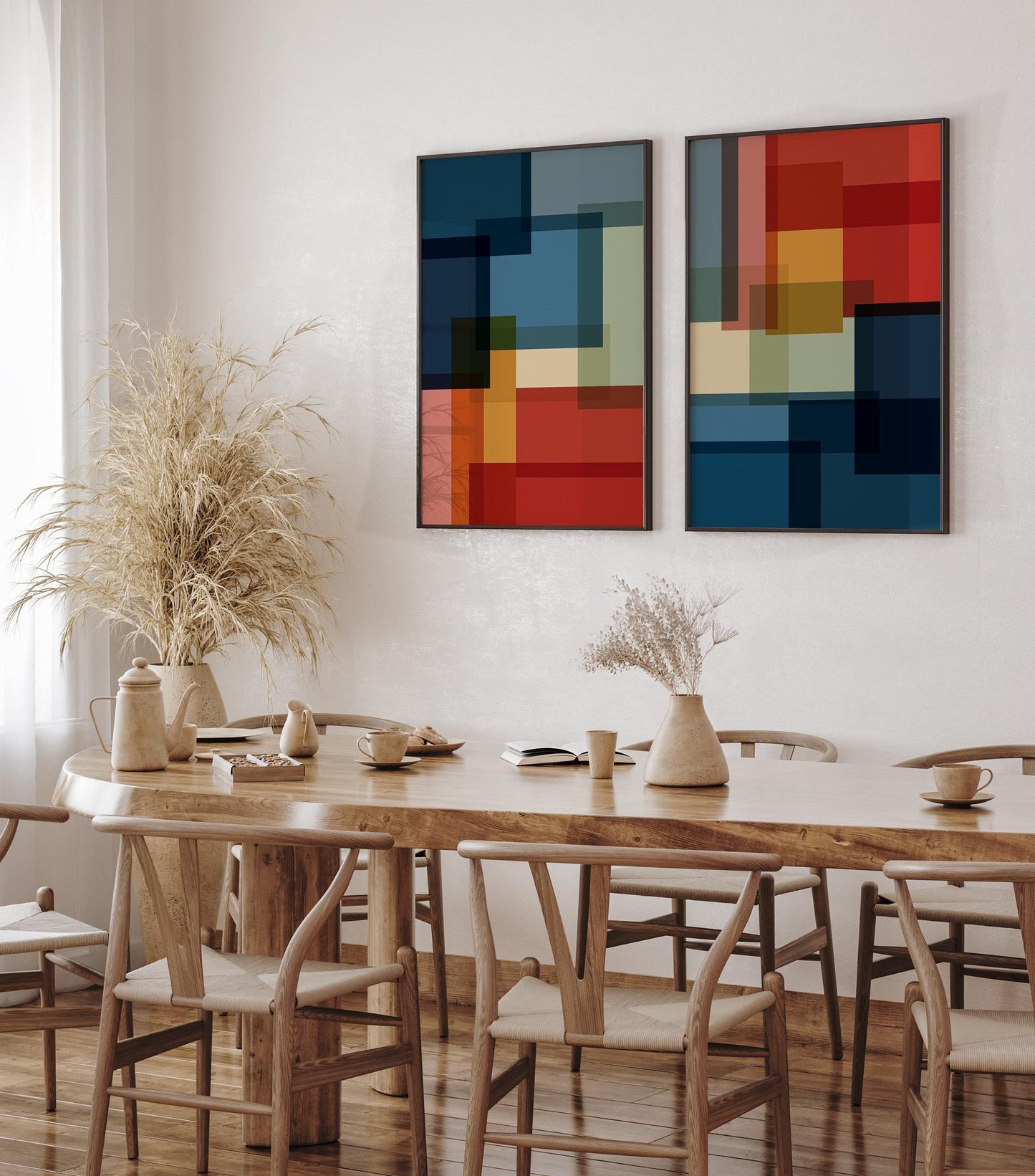 Set of 2 Bold Colorful Geometric Art Prints