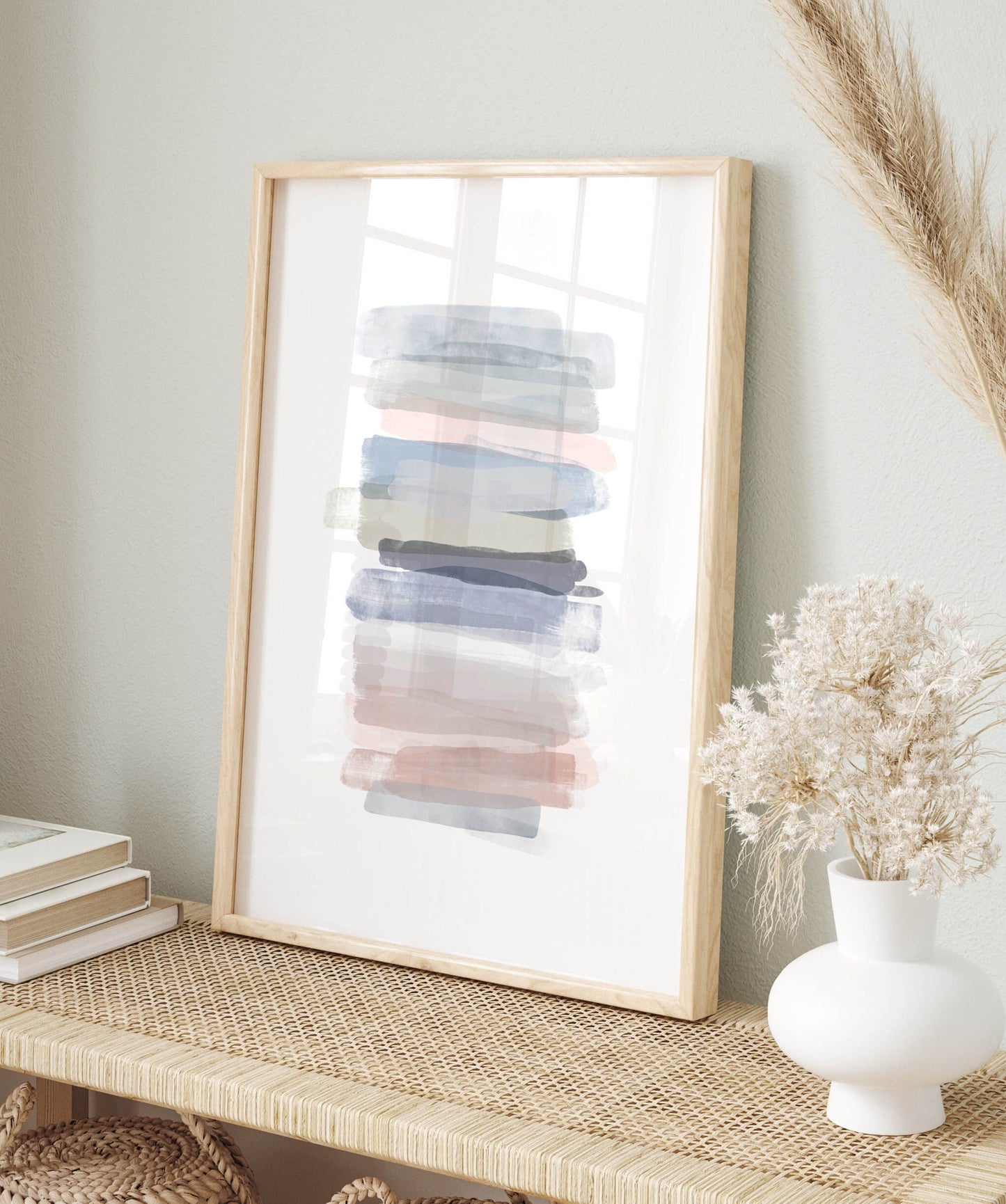 Set of 2 Pastel Colored Brush Stroke Wall Art Prints