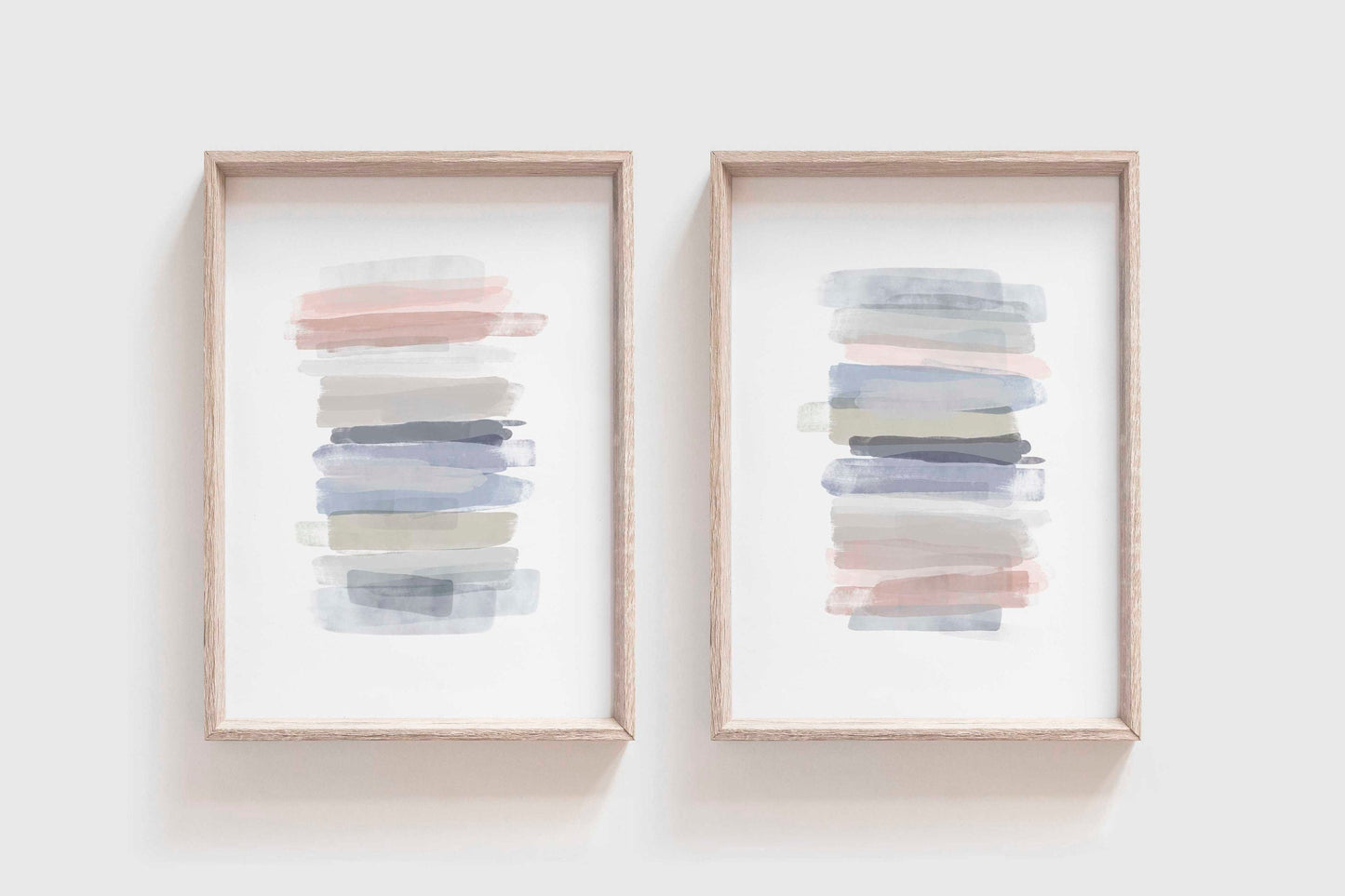 Set of 2 Pastel Colored Brush Stroke Wall Art Prints