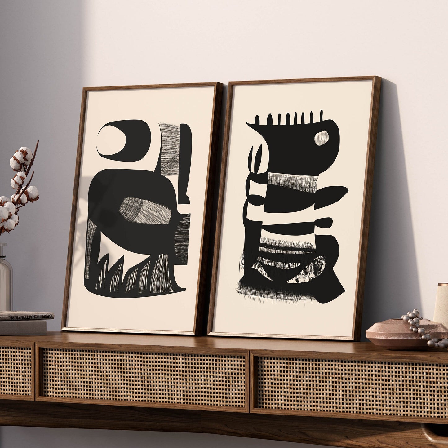 Set of 3 Cool Japandi Illustrations Wall Art Prints