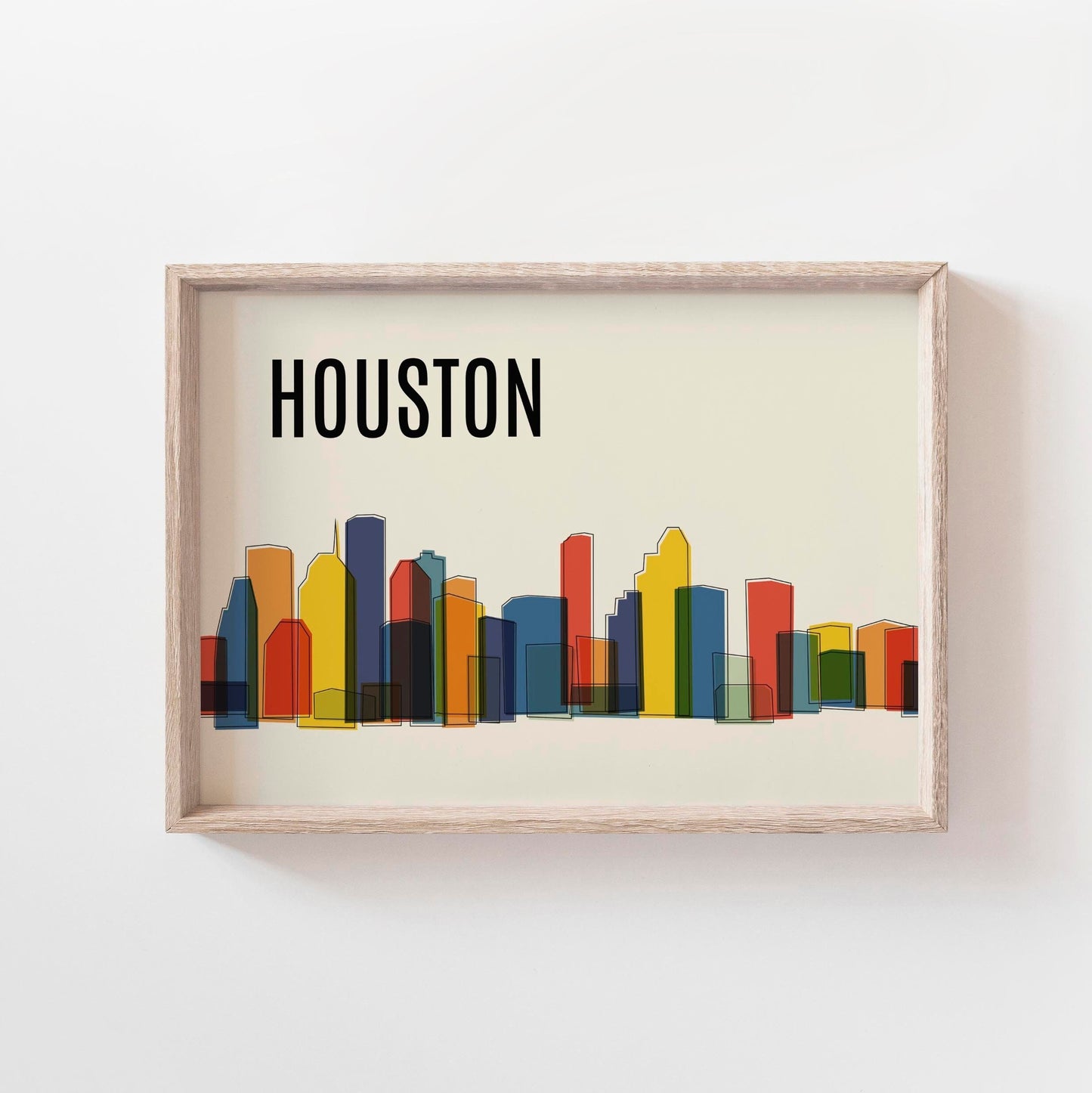 Cool Colorful HOUSTON Skyline Wall Art Print