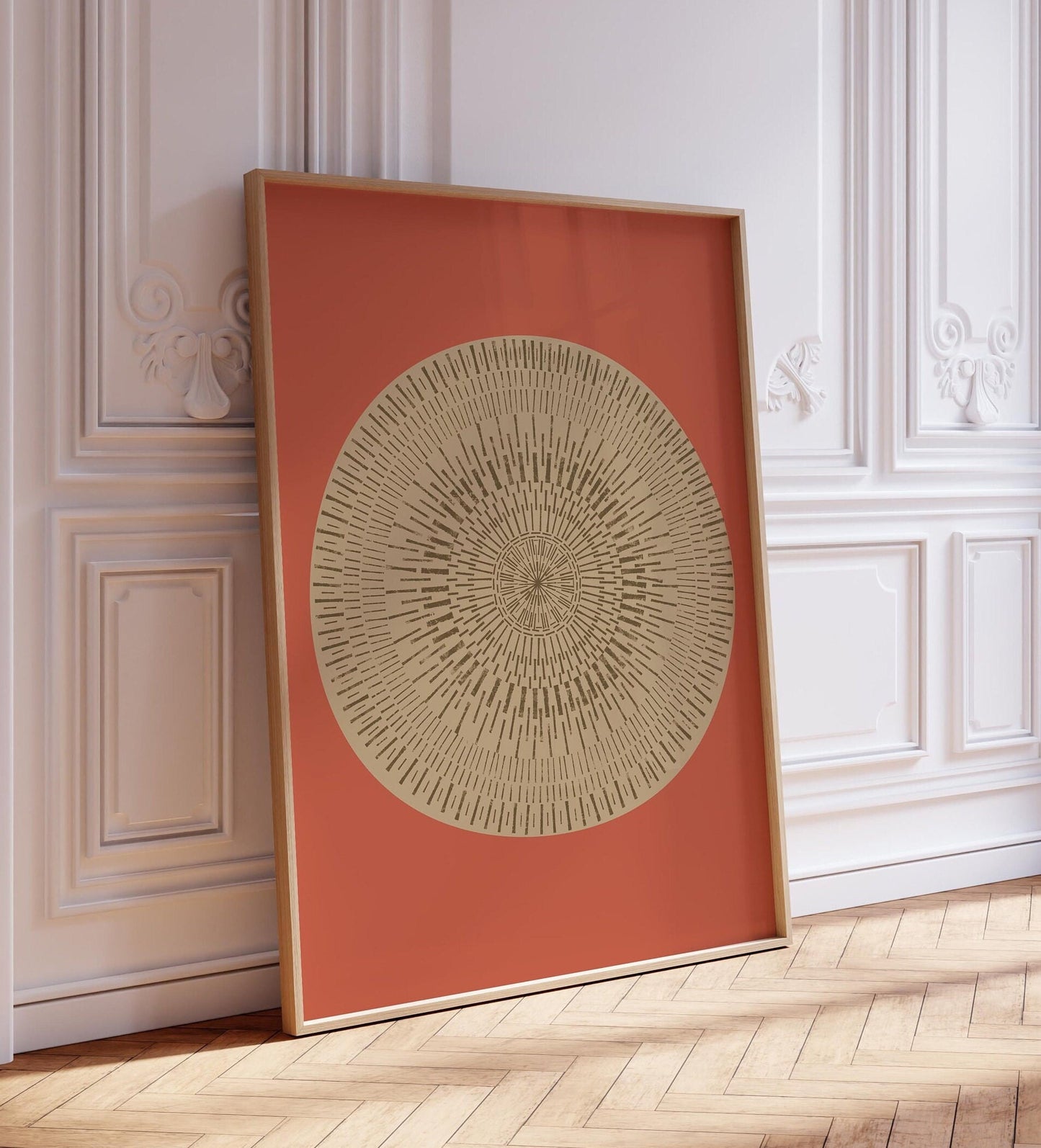 Cute Boho Peach and Cream Sun Wall Art Print