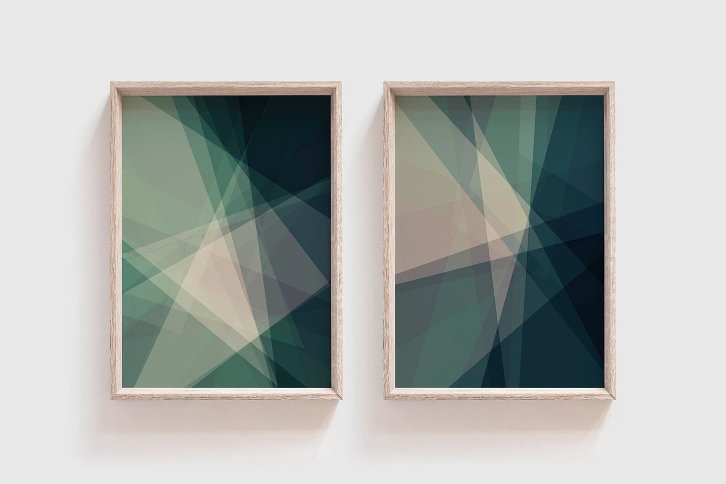 Set of 2 Modern Geometric Green Art Prints